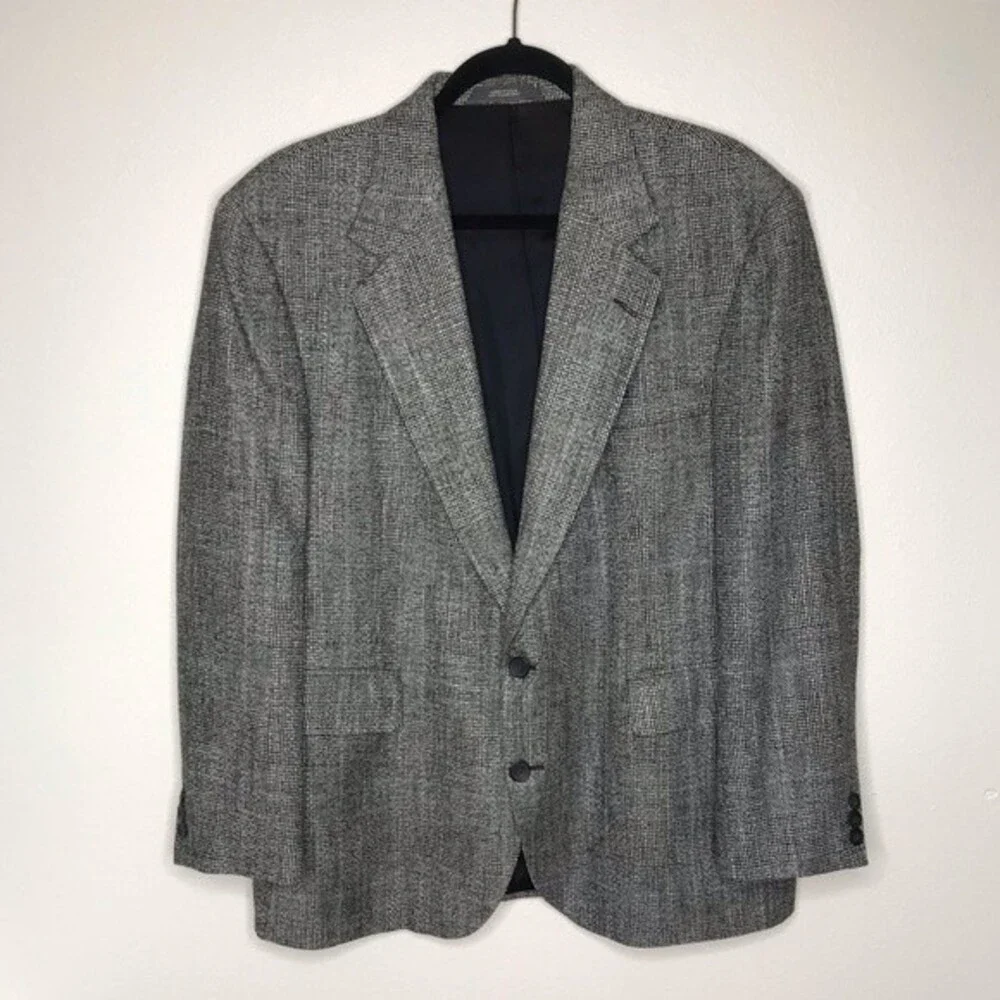 Haggar Imperial Gentlemans Fit Glen Plaid Sport Coat 2 Button Jacket Mens Large